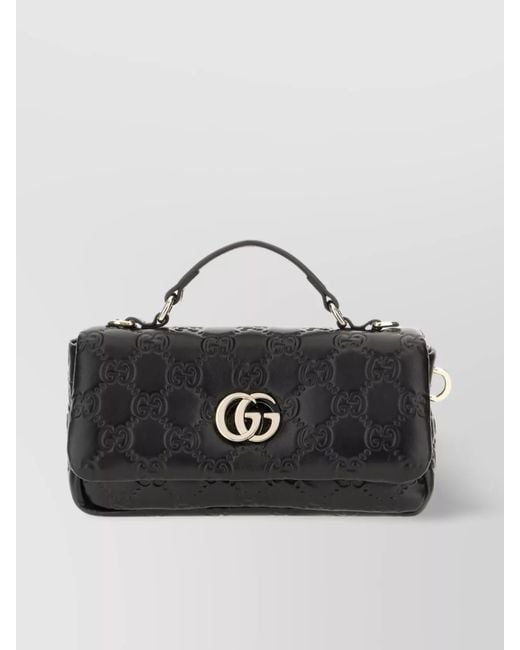 Gucci Black Petite Gg Handbag With Detachable Strap And Top Handle