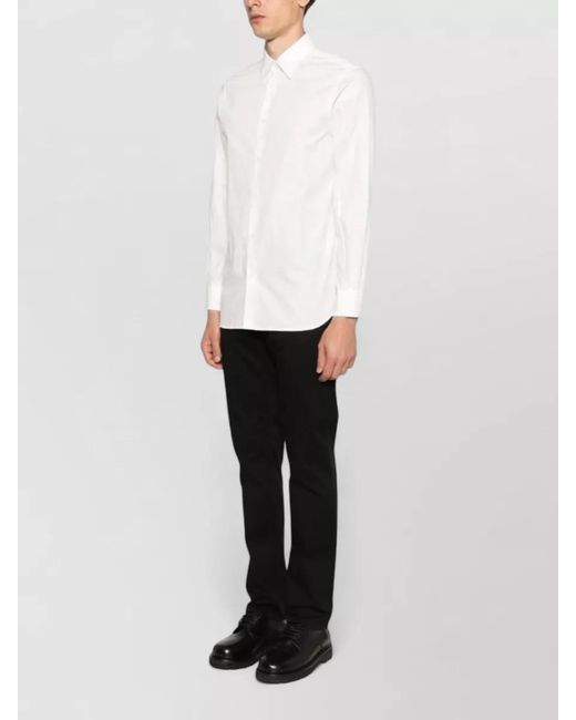 Emporio Armani White Cotton Shirt Logo Detail Long Sleeves for men