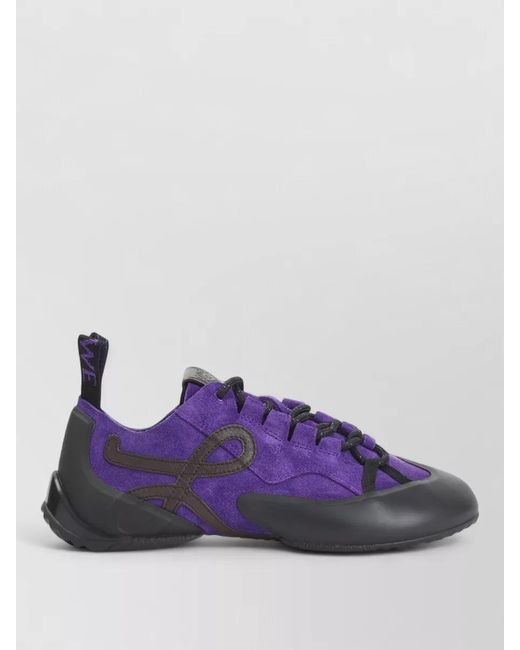 Loewe Purple Grip Lace Up Sneakers Suede Calfskin