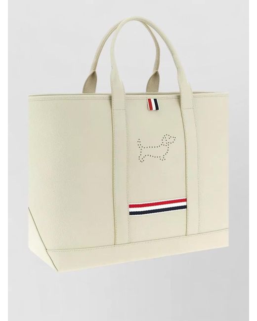 Thom Browne Natural Leather Perforated Tote Bag