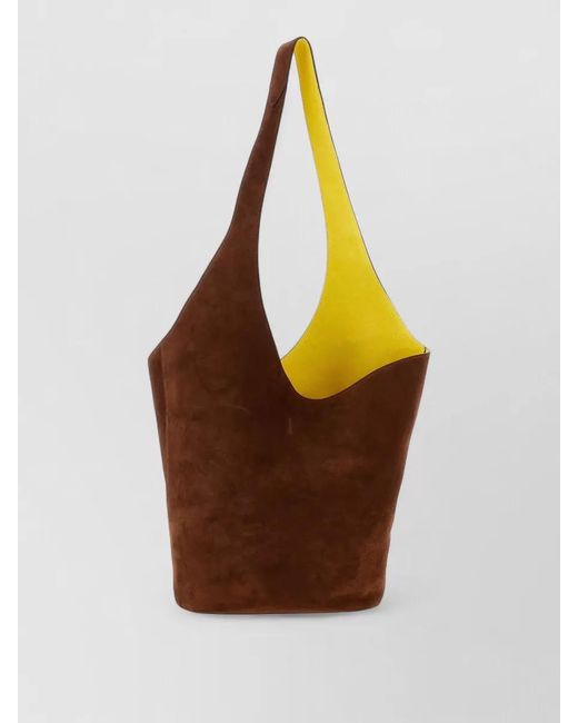 Alberta Ferretti Metallic Suede Bag Featuring Long Strap