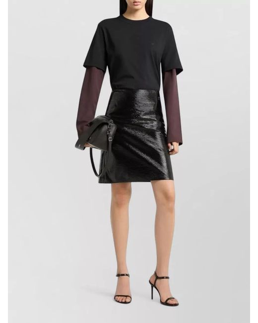 Courreges Black High Waist Knee Length Nylon Silk Skirt