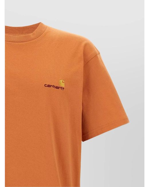 Carhartt Orange 'Short Sleeves Crew Neck American Script' T-Shirt for men