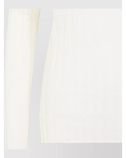 Carven White Turtle Neck Underpinning Stretch Knit Pullover