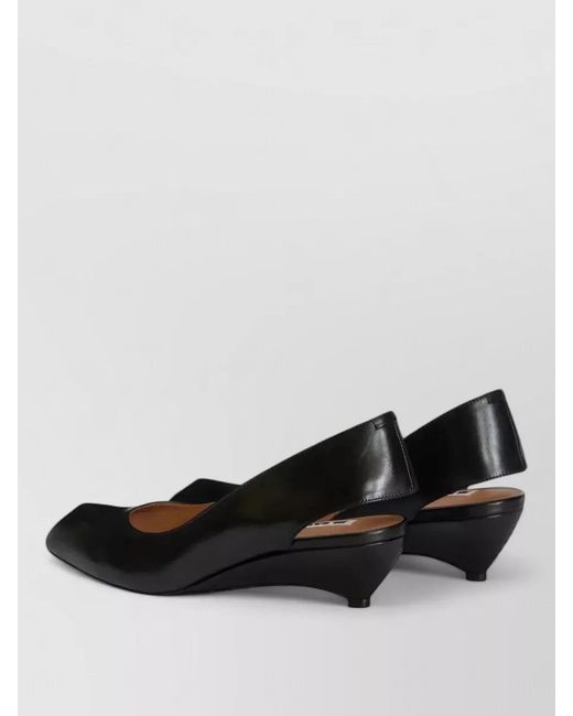 Jil Sander Black Slingback Ballerina Shoes Low Wedge Heel