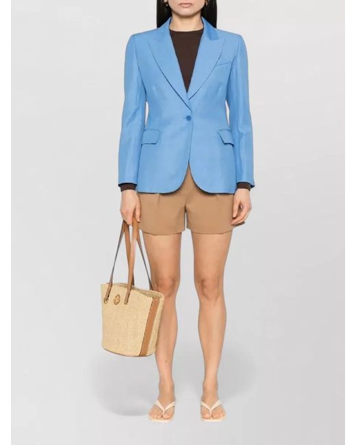 P.A.R.O.S.H. Blue Single Breasted Jacket Notch Lapels Pockets
