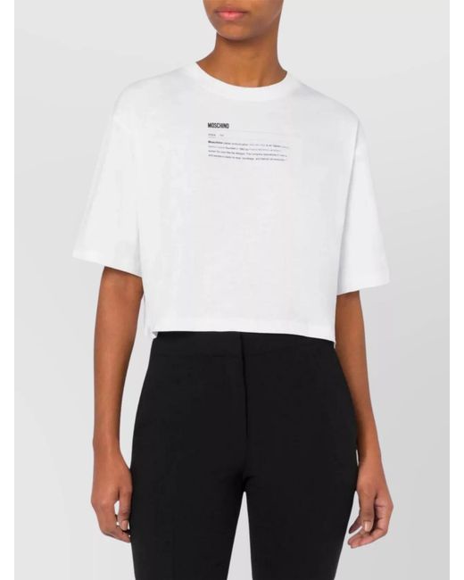 Moschino White Printed Cropped T-Shirt