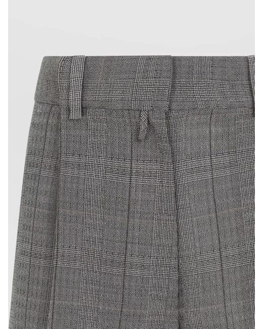 Dries Van Noten Gray Wool Wide-Leg Trousers