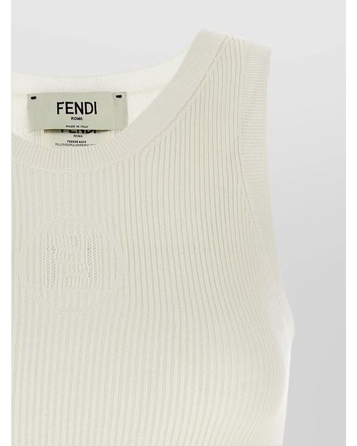 Fendi White Silk Tank Top
