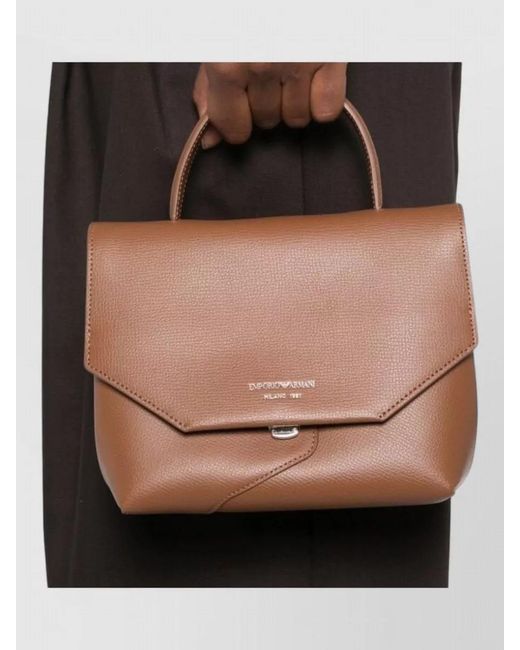 Emporio Armani Brown Small Leather Shoulder Bag Top Handle Strap