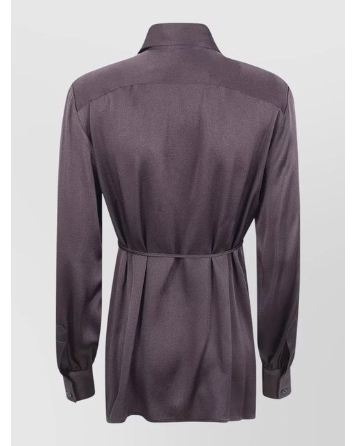 Semicouture Purple Silk Satin Shirt