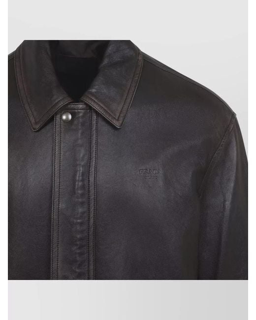 Prada Gray Bomber Jacket Regular Fit Vintage Nappa for men