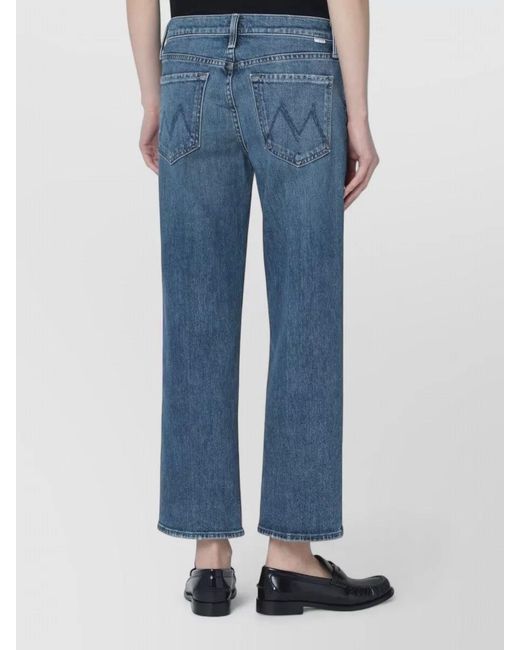 Mother Blue Denim Straight-Leg Jeans