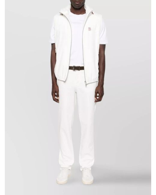 Brunello Cucinelli White Logo Cotton T-Shirt for men