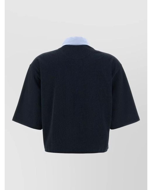 Stella McCartney Blue Cropped Cotton Polo Top