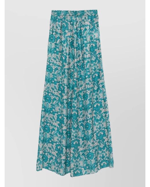 Gianluca Capannolo Blue Antonia Silk Trousers Floral Wide Leg
