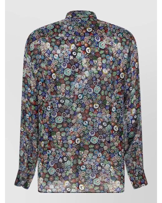 Dries Van Noten Gray Glass Kaleidoscope Shirt Beaded Floral Pattern