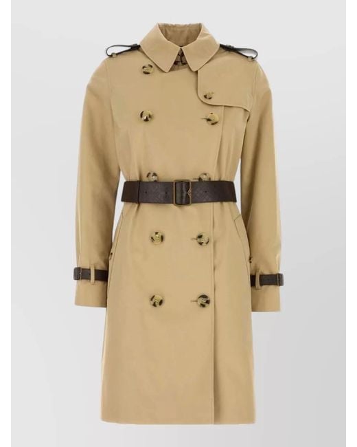 Burberry Natural Twill Trench Coat Long Sleeves Belted