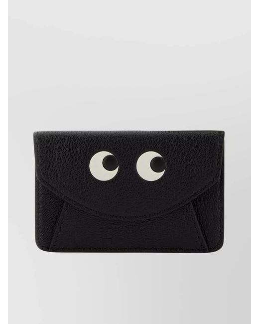 Anya Hindmarch Black Leather Card Holder Envelope Flap