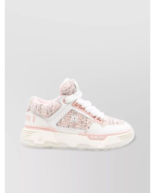 Amiri Natural Round Toe Rubber Sole Textured Finish Sneakers
