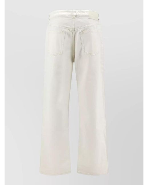 AMI White High Waist Wide Leg Denim Trousers for men