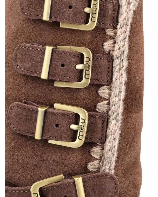 Mou Brown Eskimo 40 Buckle Strap Mid Calf Boots
