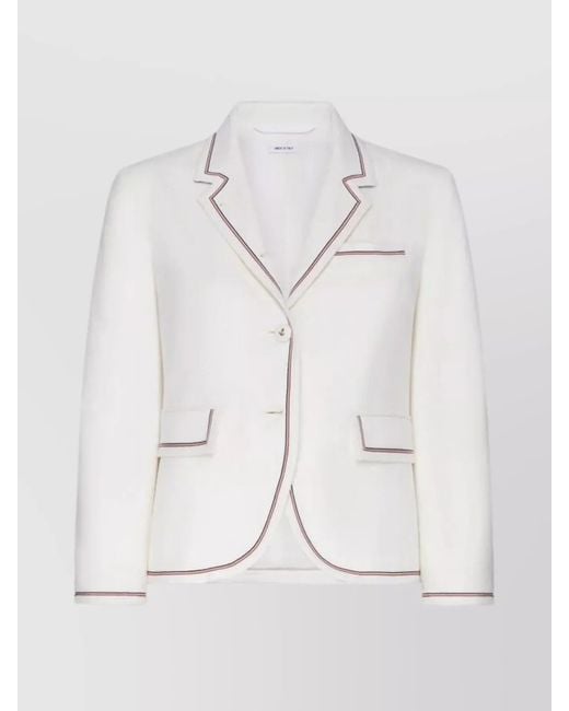 Thom Browne White Cashmere Single-Breasted Blazer
