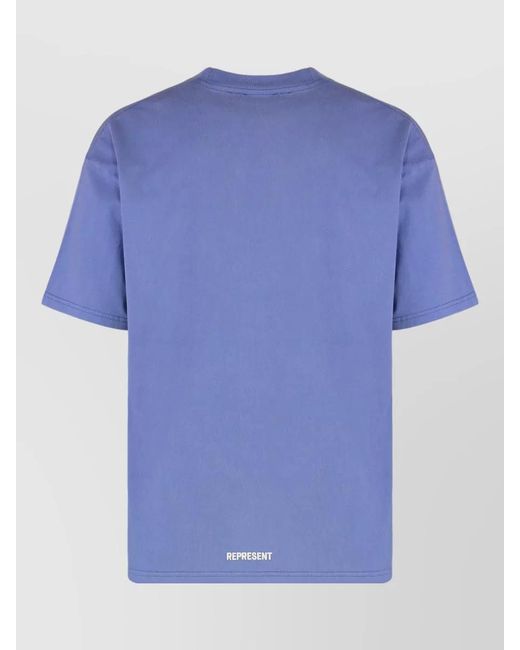 Represent Blue Cotton Crew Neck T Shirt Regular Fit for men