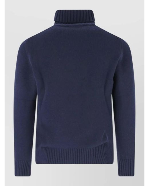 Drumohr Blue Knit Crew Neck Sweater Warm Fabric for men