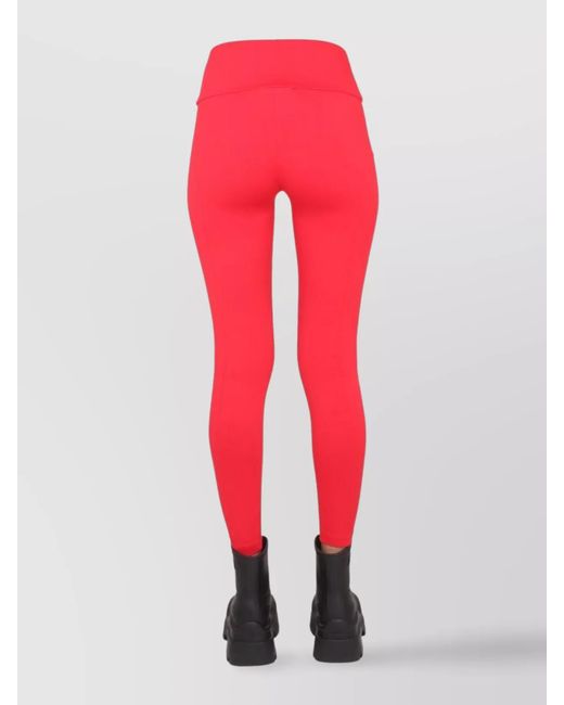 MSGM Red Logo Print Leggings
