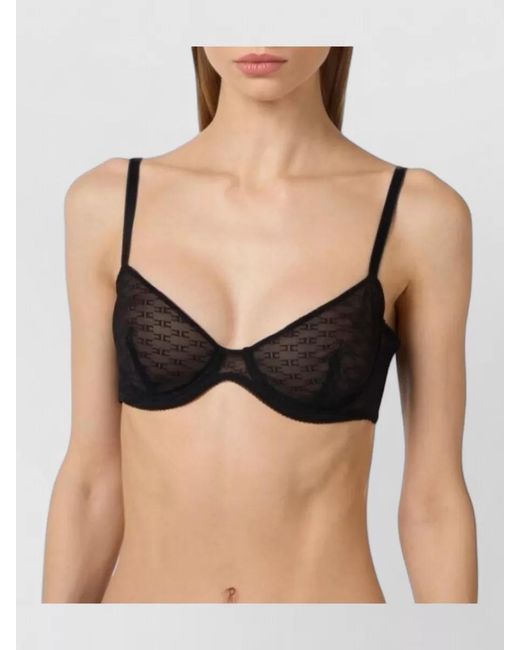 Elisabetta Franchi Gray Sheer Bra Adjustable Straps Lingerie Piece