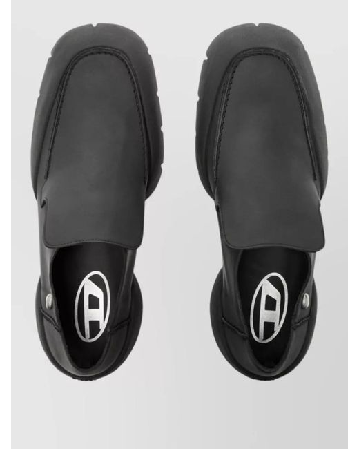 DIESEL Gray Leather Loafers for men