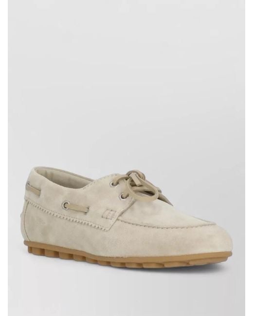 Hogan White Suede Lace Up Loafers Metal Eyelets