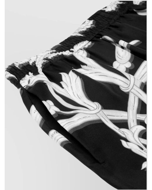 Versace Black Silk Printed Knee-Length Deck Shorts for men