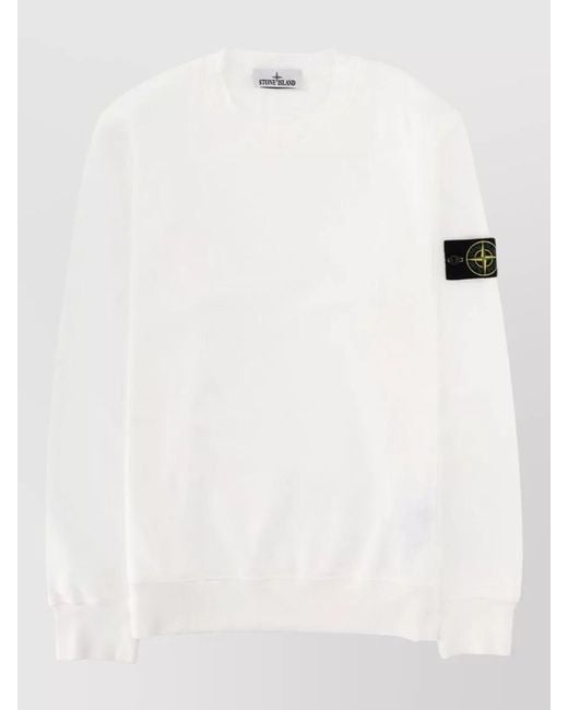 Stone Island White Long Sleeve Crew Neck Regular Fit Top for men