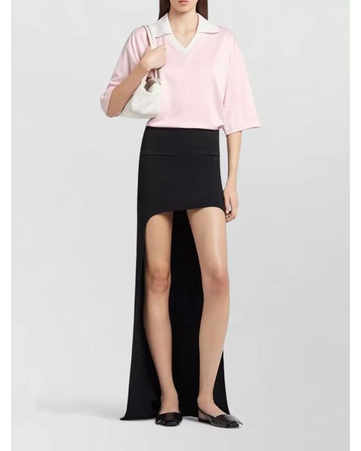 Courreges Pink Oversized V-Neck Short-Sleeve Polo Shirt