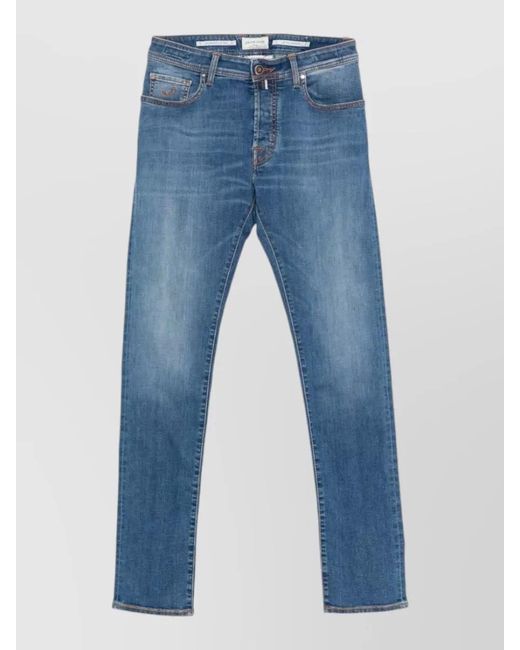 Jacob Cohen Blue Slim Fit Denim Trousers Faded Effect for men