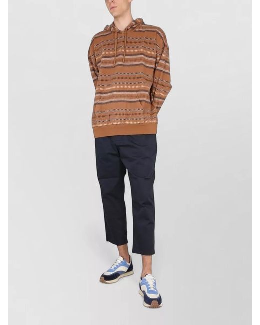 Universal Works Blue Hooded Knit Sweater Patterned Design for men