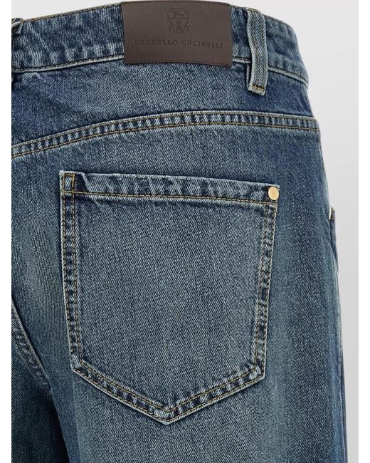 Brunello Cucinelli Blue Denim Wide-Leg Trousers