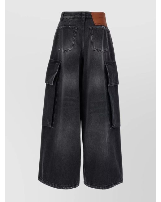 Palm Angels Blue Denim Wide-Leg Trousers