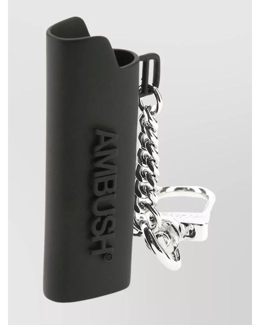 Ambush White Metal Lighter Holder Keyring for men