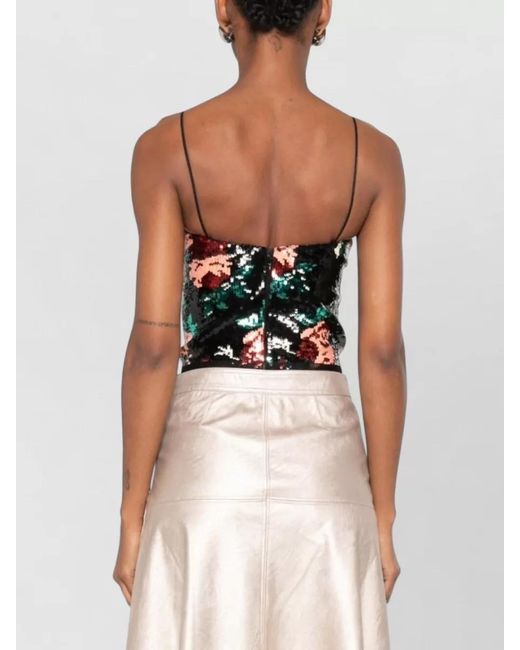Forte_forte Gray Sequined Floral-Print Bralette Top