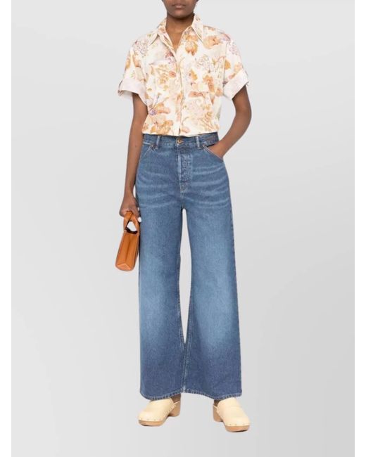 Chloé Blue Denim High-Rise Wide-Leg Trousers