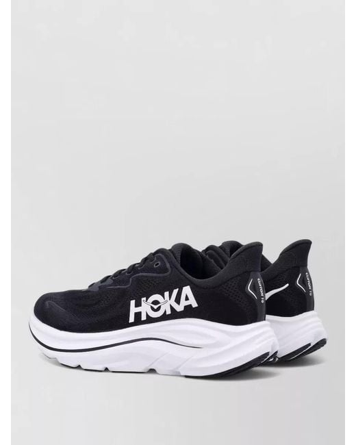 Hoka One One White Clifton Mesh Metarocker Rubber Outsole Sneakers for men