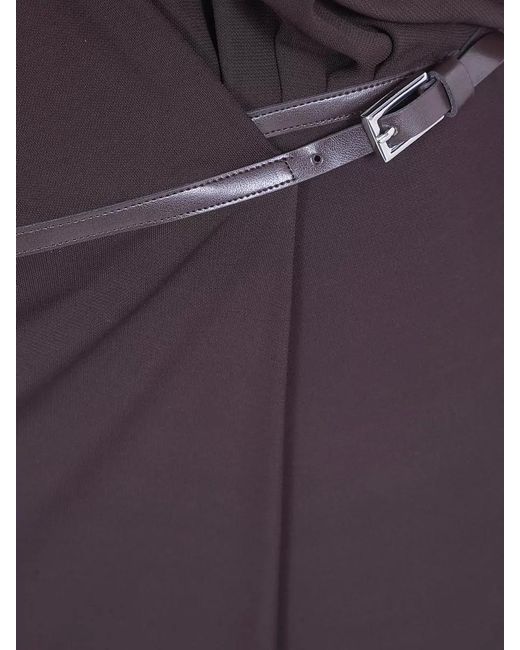 Semicouture Purple Jersey Dress Long Sleeves Belted Waist