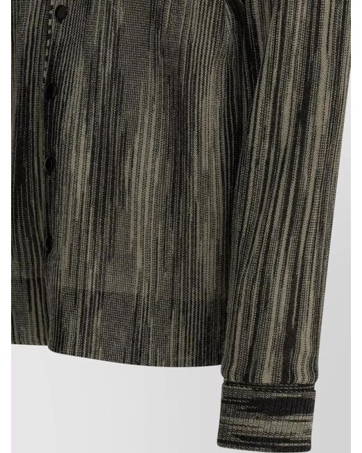 Needles Green Cardigan Jacket Long Sleeves Striped Pattern V Neckline for men