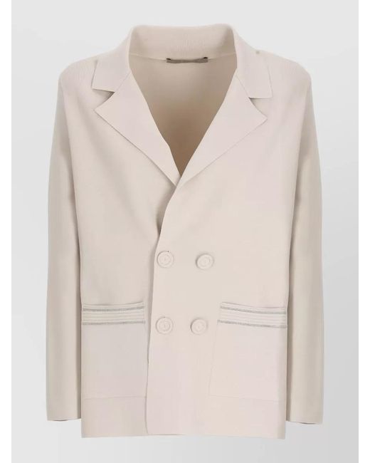 D.exterior Natural Single-Breasted Blazer