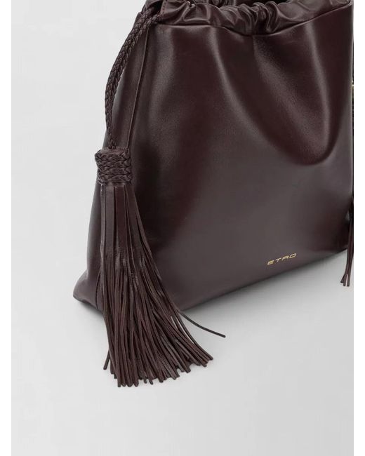 Etro Brown Kalispera Medium Shoulder Bag Tassel Strap