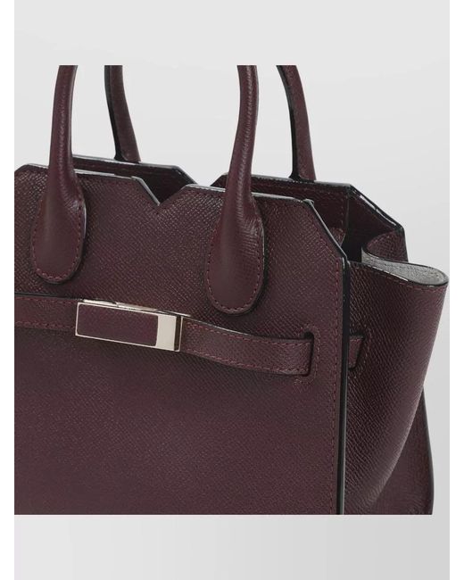 Valextra Purple Milano Micro Leather Bag Shoulder Strap