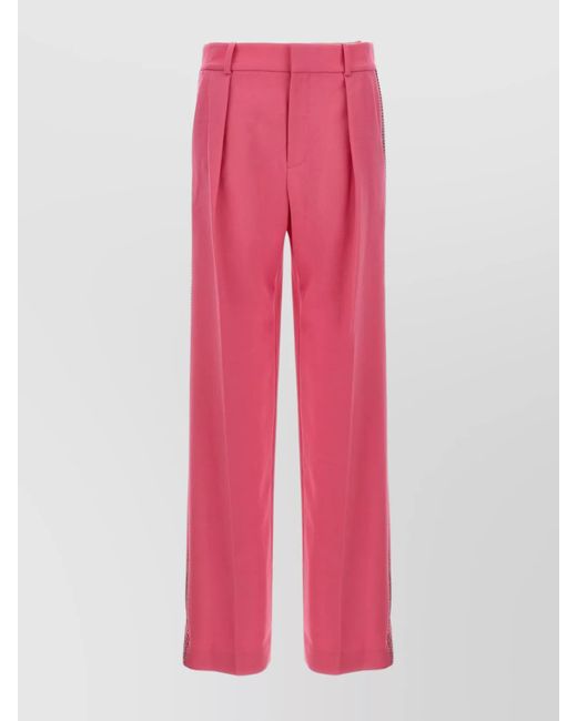 Area Pink 'Embellished Crystal' Wide Leg Trousers